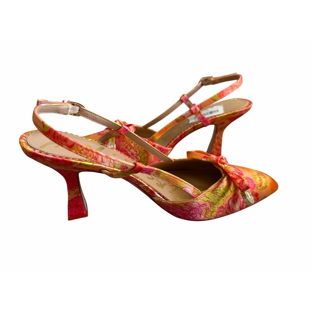 Circus NY Sam Edelman Monica Slingback Heels Floral Bow Satin Sz 8 MEW - Picture 7 of 10